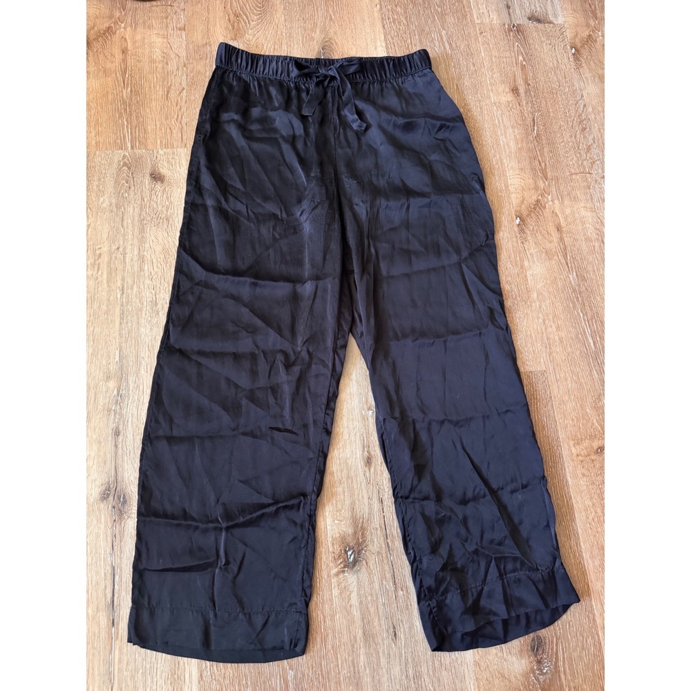 Nordstrom Women Black 100% Silk Wide Leg Lounge Pajama Pants Size M